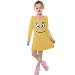 Smiling Face With Open Eyes Kids  Long Sleeve Velvet Dress