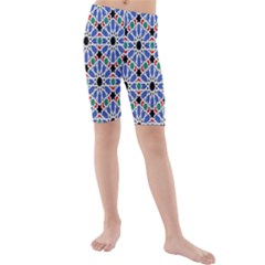 Background Pattern Geometric Kids  Mid Length Swim Shorts by Amaryn4rt