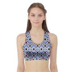 Background Pattern Geometric Sports Bra With Border