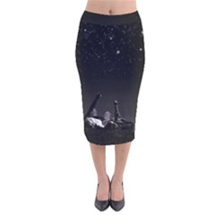 Frontline Midnight View Velvet Midi Pencil Skirt by FrontlineS