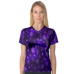 Bokeh Background Texture Stars Women s V-neck Sport Mesh Tee