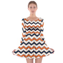 Chevron Party Pattern Stripes Long Sleeve Skater Dress