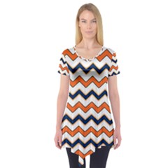 Chevron Party Pattern Stripes Short Sleeve Tunic  by Amaryn4rt