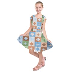 Fabric Textile Textures Cubes Kids  Short Sleeve Dress