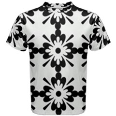 Floral Illustration Black And White Men s Cotton Tee