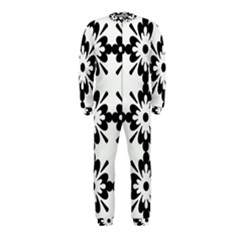 Floral Illustration Black And White Onepiece Jumpsuit (kids)