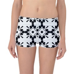 Floral Illustration Black And White Boyleg Bikini Bottoms