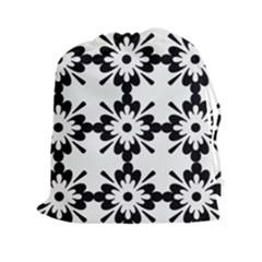 Floral Illustration Black And White Drawstring Pouches (xxl)