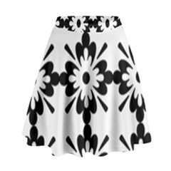 Floral Illustration Black And White High Waist Skirt