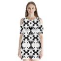 Floral Illustration Black And White Shoulder Cutout Velvet  One Piece View1