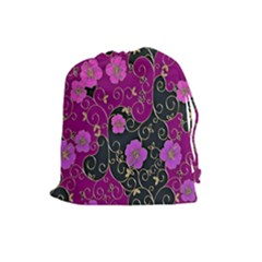 Floral Pattern Background Drawstring Pouches (large) 