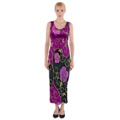 Floral Pattern Background Fitted Maxi Dress