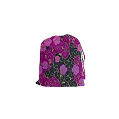 Floral Pattern Background Drawstring Pouches (xs) 