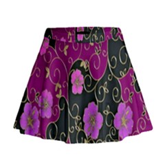 Floral Pattern Background Mini Flare Skirt