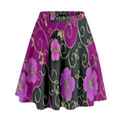 Floral Pattern Background High Waist Skirt