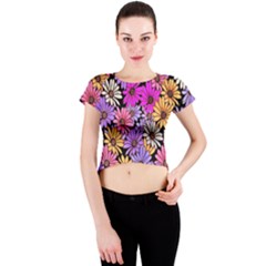 Floral Pattern Crew Neck Crop Top