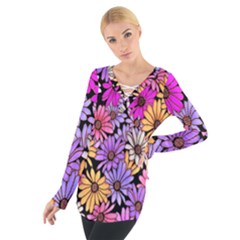 Floral Pattern Women s Tie Up Tee by Amaryn4rt