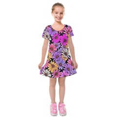 Floral Pattern Kids  Short Sleeve Velvet Dress