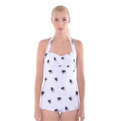 Flies Boyleg Halter Swimsuit 