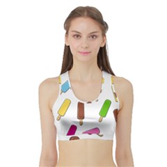 Ice Cream Pattern Sports Bra With Border by Valentinaart