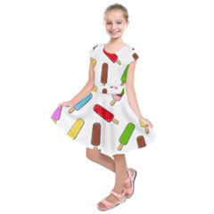 Ice Cream Pattern Kids  Short Sleeve Dress by Valentinaart