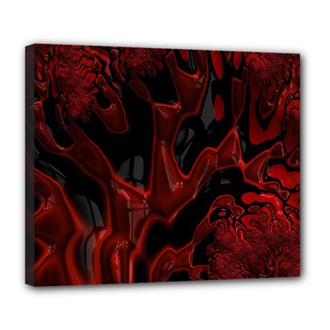 Fractal Red Black Glossy Pattern Decorative Deluxe Canvas 24  X 20  