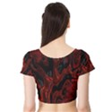 Fractal Red Black Glossy Pattern Decorative Short Sleeve Crop Top (Tight Fit) View2