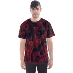 Fractal Red Black Glossy Pattern Decorative Men s Sport Mesh Tee