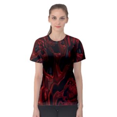 Fractal Red Black Glossy Pattern Decorative Women s Sport Mesh Tee