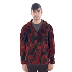 Fractal Red Black Glossy Pattern Decorative Hooded Wind Breaker (men)