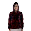 Fractal Red Black Glossy Pattern Decorative Hooded Wind Breaker (Women) View1