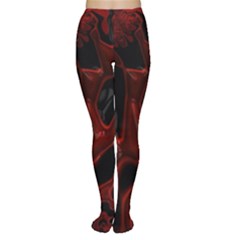 Fractal Red Black Glossy Pattern Decorative Women s Tights by Amaryn4rt