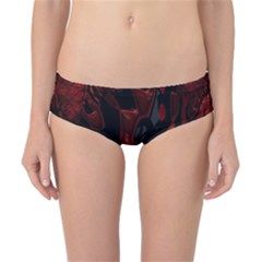 Fractal Red Black Glossy Pattern Decorative Classic Bikini Bottoms