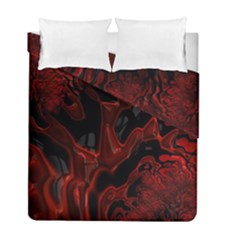 Fractal Red Black Glossy Pattern Decorative Duvet Cover Double Side (full/ Double Size) by Amaryn4rt