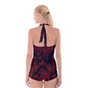 Fractal Red Black Glossy Pattern Decorative Boyleg Halter Swimsuit  View2