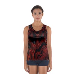 Fractal Red Black Glossy Pattern Decorative Women s Sport Tank Top 