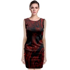 Fractal Red Black Glossy Pattern Decorative Classic Sleeveless Midi Dress by Amaryn4rt