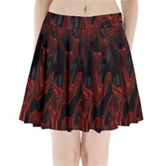 Fractal Red Black Glossy Pattern Decorative Pleated Mini Skirt