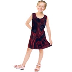 Fractal Red Black Glossy Pattern Decorative Kids  Tunic Dress