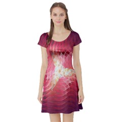 Fractal Red Sample Abstract Pattern Background Short Sleeve Skater Dress by Amaryn4rt