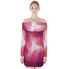 Fractal Red Sample Abstract Pattern Background Long Sleeve Off Shoulder Dress