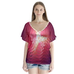 Fractal Red Sample Abstract Pattern Background Flutter Sleeve Top