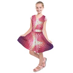 Fractal Red Sample Abstract Pattern Background Kids  Short Sleeve Dress