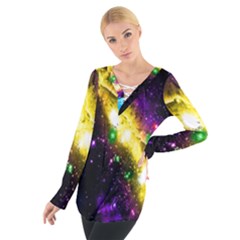 Galaxy Deep Space Space Universe Stars Nebula Women s Tie Up Tee