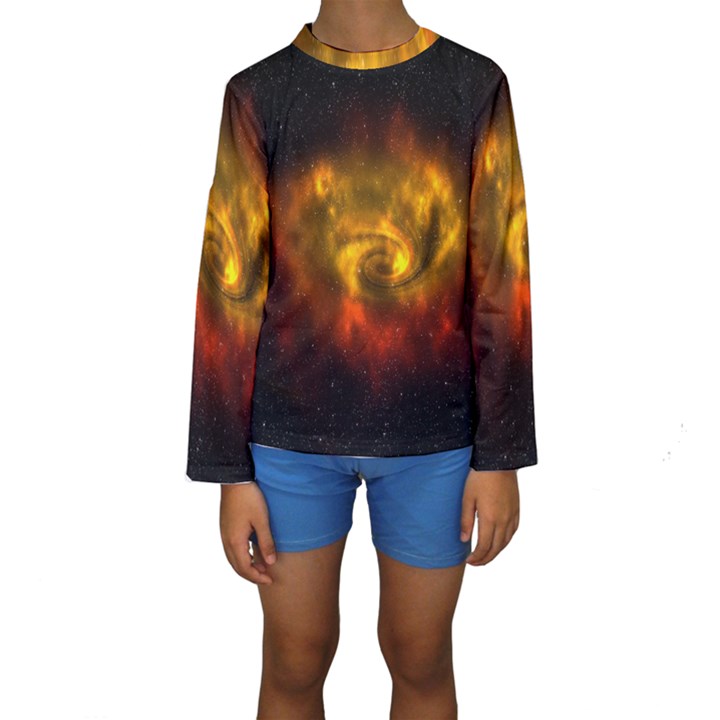 Galaxy Nebula Space Cosmos Universe Fantasy Kids  Long Sleeve Swimwear