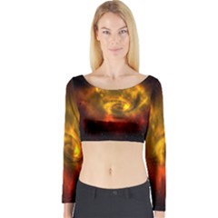 Galaxy Nebula Space Cosmos Universe Fantasy Long Sleeve Crop Top