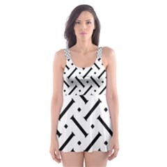 Geometric Pattern Skater Dress Swimsuit