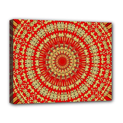 Gold And Red Mandala Canvas 14  X 11 