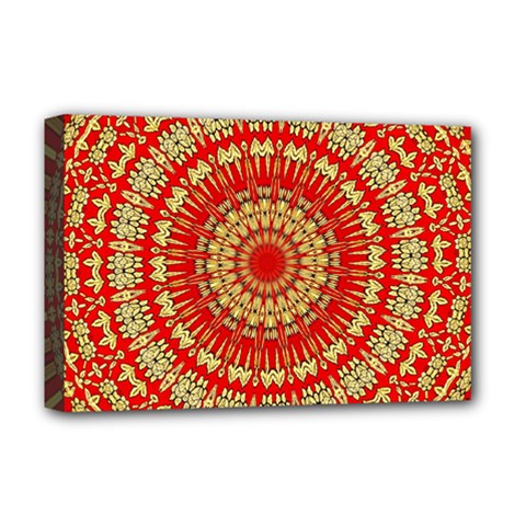 Gold And Red Mandala Deluxe Canvas 18  X 12   by Amaryn4rt