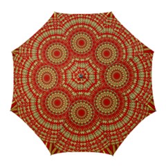 Gold And Red Mandala Golf Umbrellas by Amaryn4rt